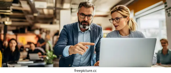 Two Colleagues Discussing Work in an Office