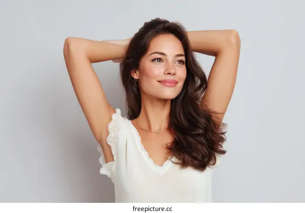 Beautiful Woman with Healthy Skin and Long Wavy Hair