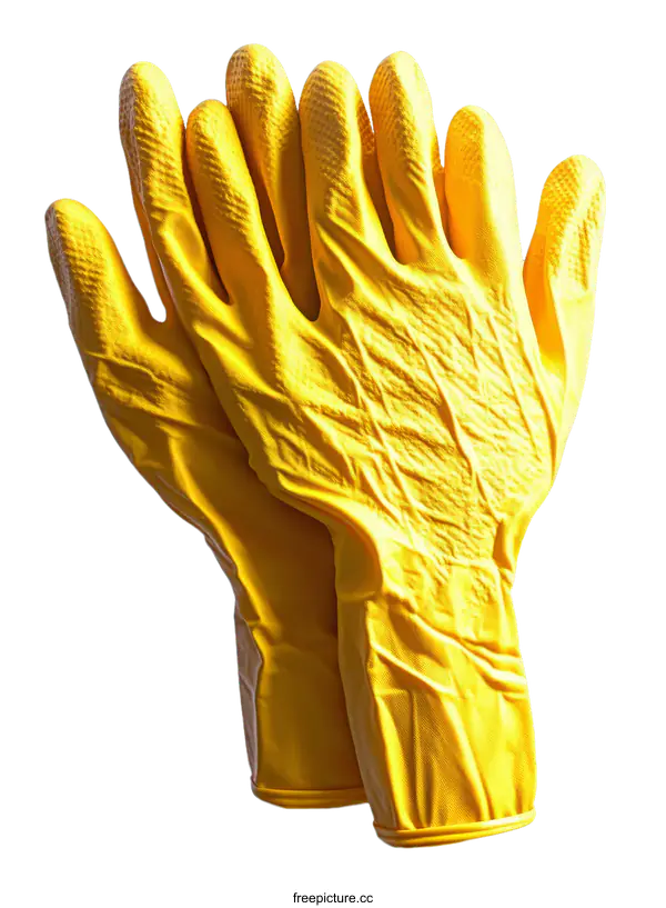 [Transparent Background PNG]Pair of Bright Yellow Protective Gloves