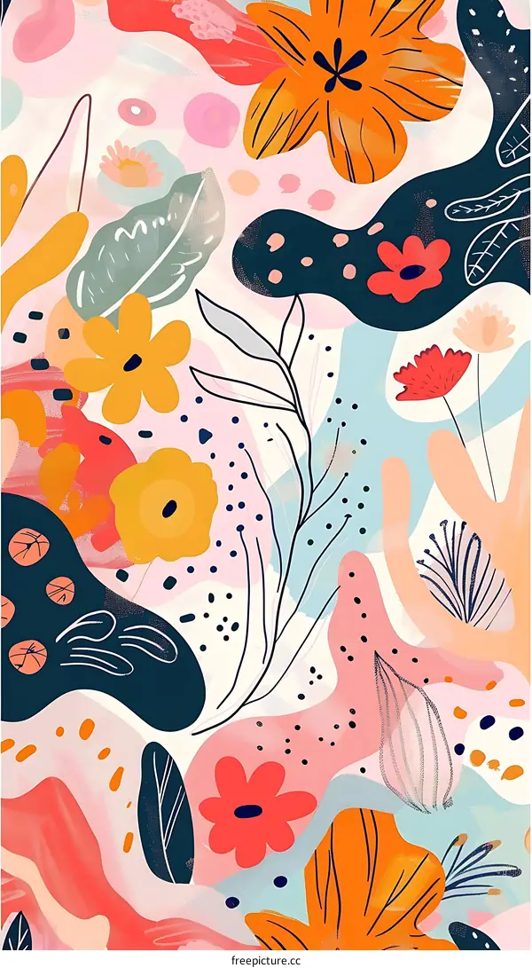 Colorful Abstract Floral Pattern Illustration