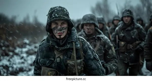 A group of soldiers in the snow