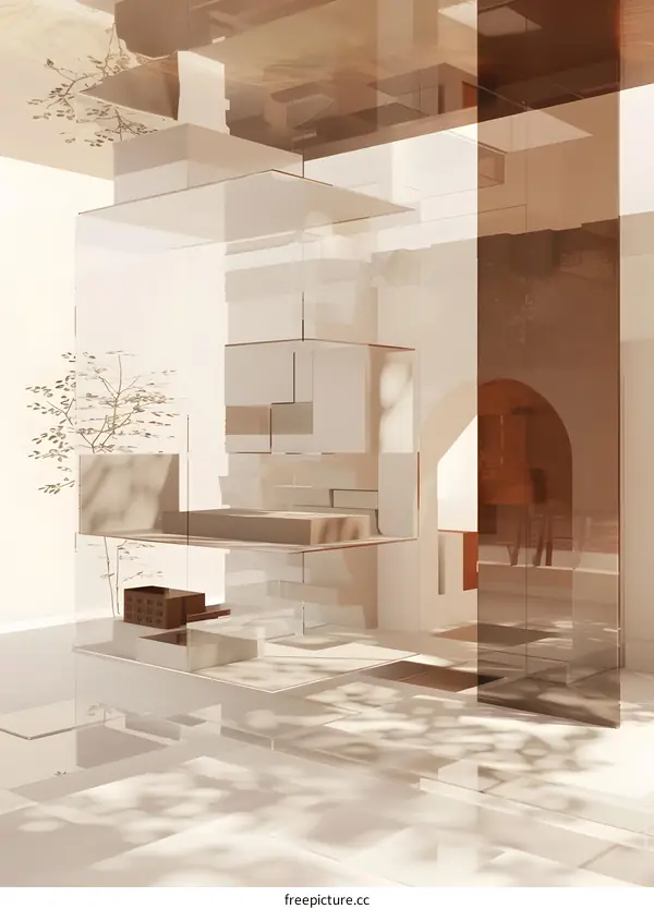 Abstract Minimalist Glass Architecture Design Interior