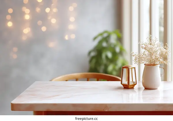 Elegant Table Setting with Decorated Vase