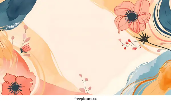 Abstract Flower Background with Watercolor Effect