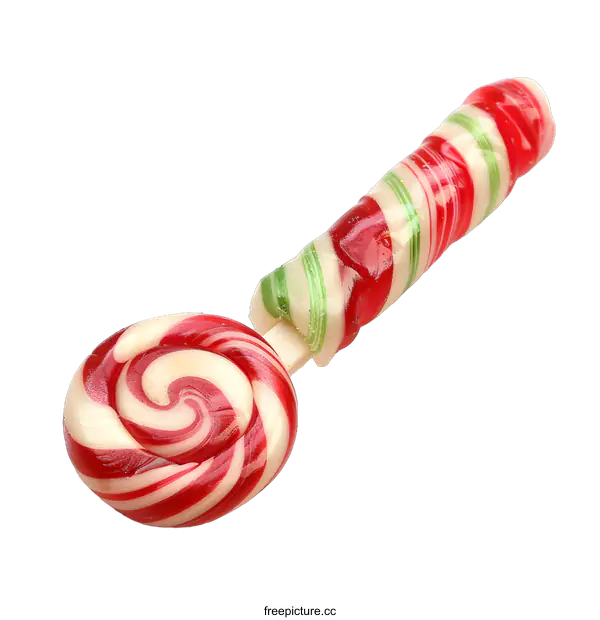 [Transparent Background PNG]Red and Green Swirled Lollipop Candy On White Background