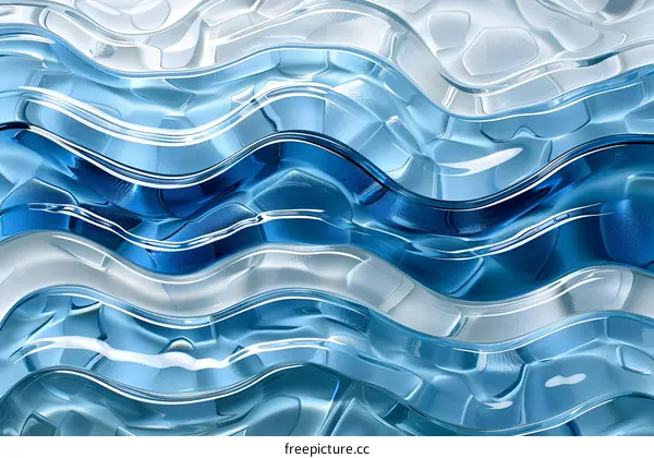 Abstract Blue And White Wavy Glass