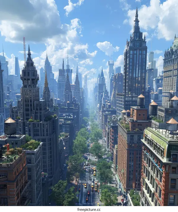 Futuristic Cityscape Aerial View