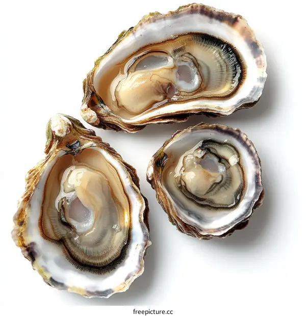 Fresh Oysters on White Background