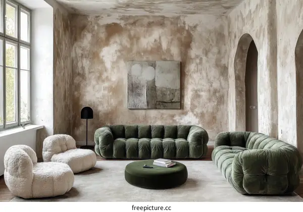 Modern Living Room Interior Design with Textured Furniture
