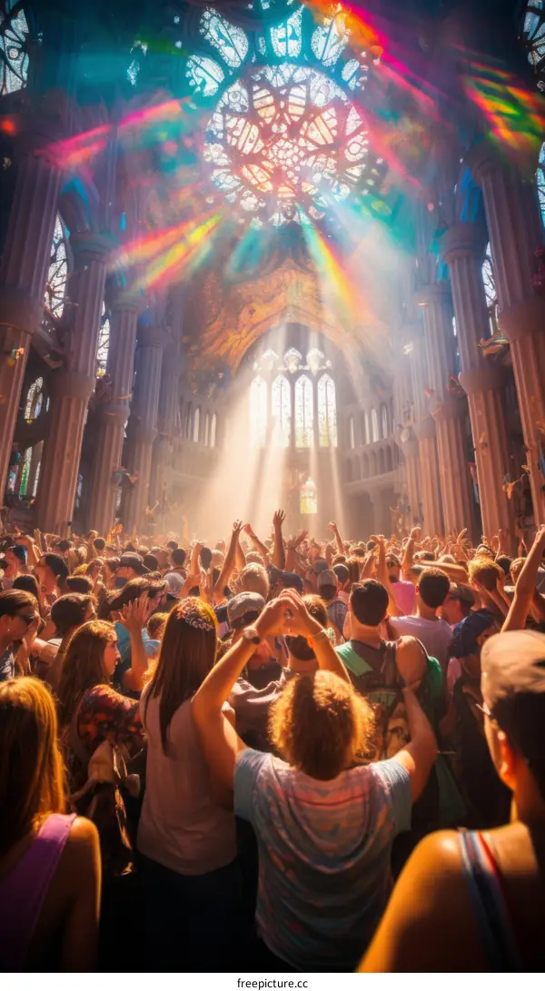 People dancing at a music festival