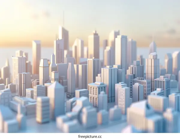 White Miniature City Model