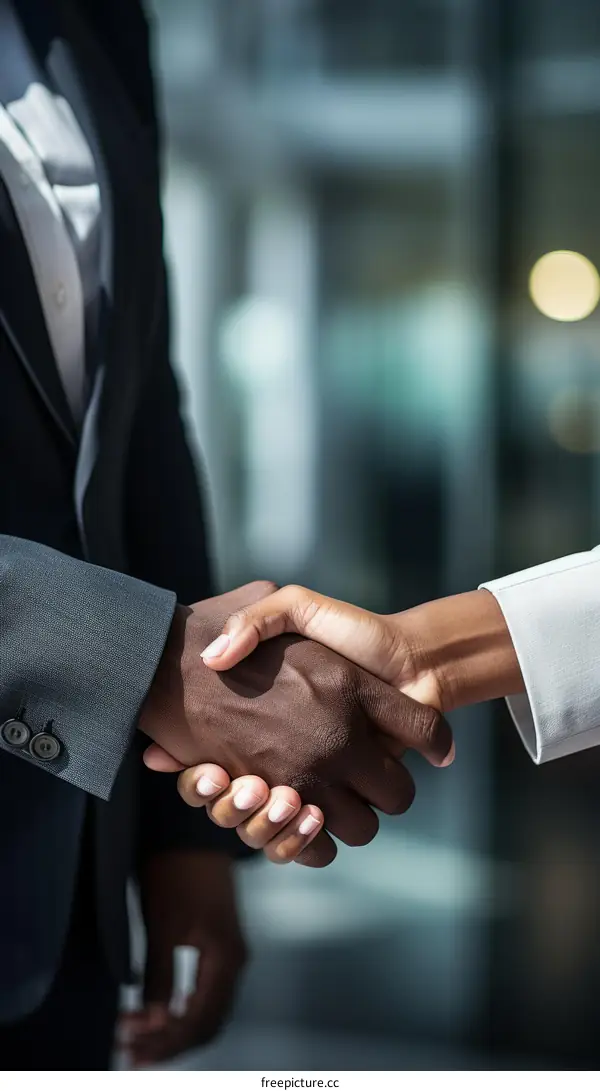 Business handshake between African American business people