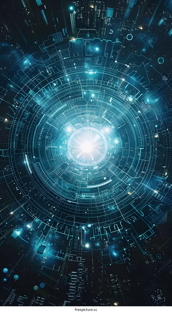 Blue and Black Circuit Board Illustration