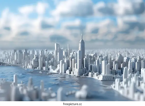 A 3D rendering of New York City.