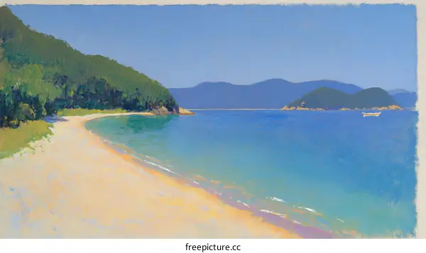 Coastal Beach Scenery Painting