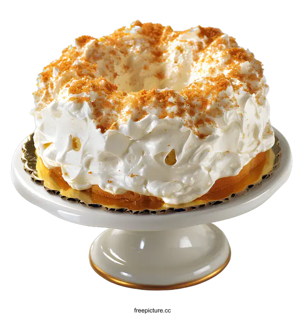 [Transparent Background PNG]Cream Cake on a White Pedestal