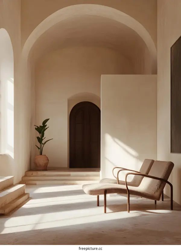 Minimalist Interior Design With Arched Walls