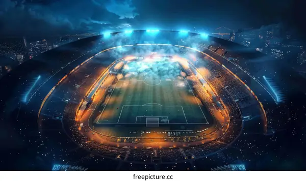 The Spectacular Nighttime Ambience of a Modern Football Stadium