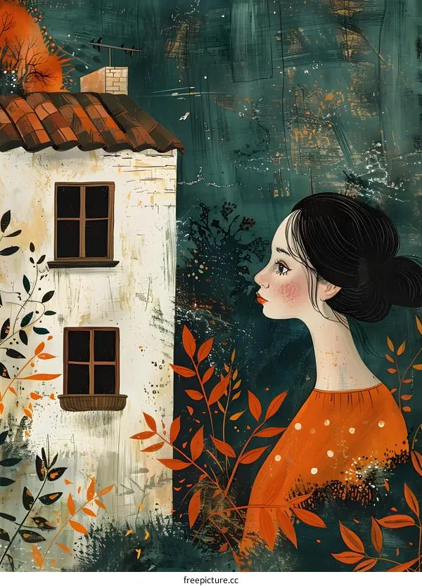 girl looking at house