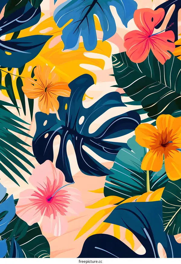 Tropical Floral Pattern with Bright Colors