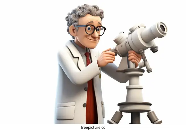 Scientist looking through a telescope