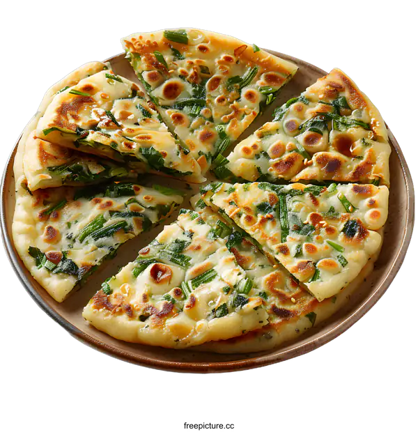 [Transparent Background PNG]A plate of delicious scallion pancakes