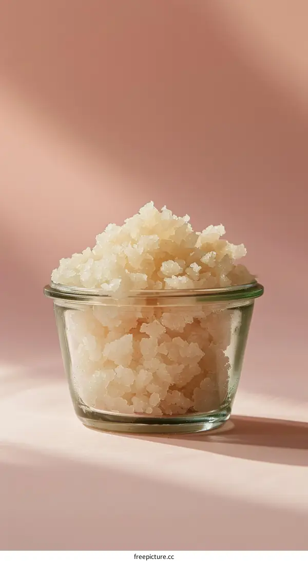 Close-up of a Sugar Scrub in a Glossy Jar