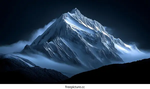 Majestic Snow-Capped Mountain Peaks at Night