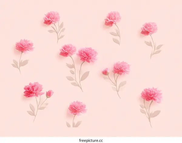 Delicate Pink Flower Arrangement on Pastel Background