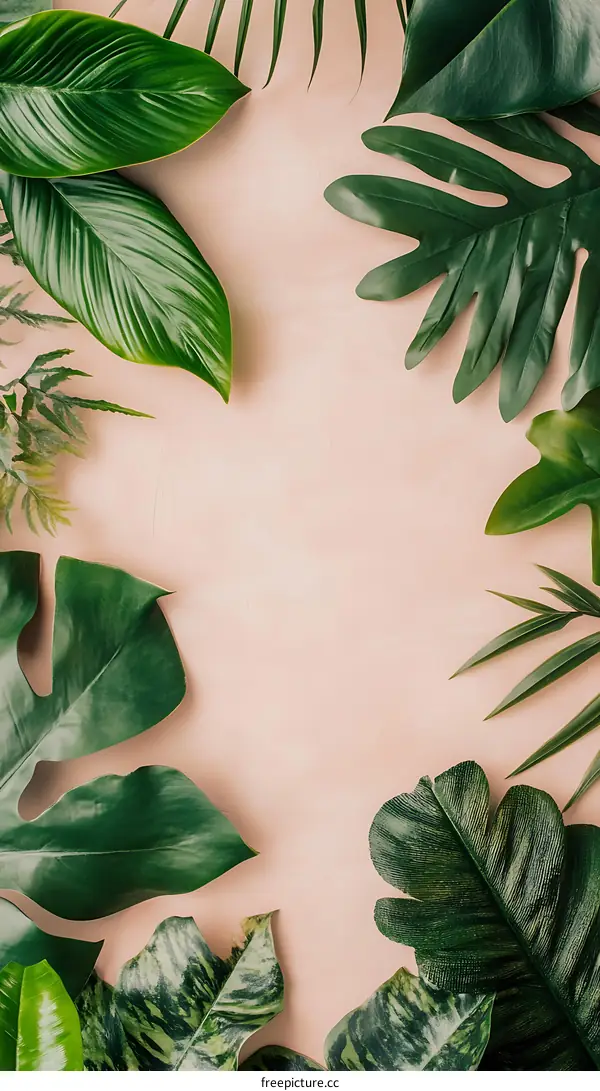 Tropical Green Leaves Background Image
