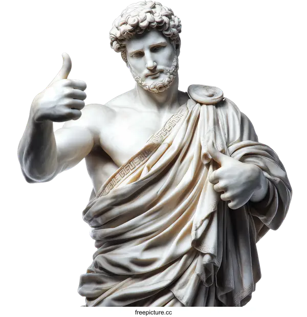 [Transparent Background PNG]Ancient Roman Statue of a Man Giving a Thumbs Up
