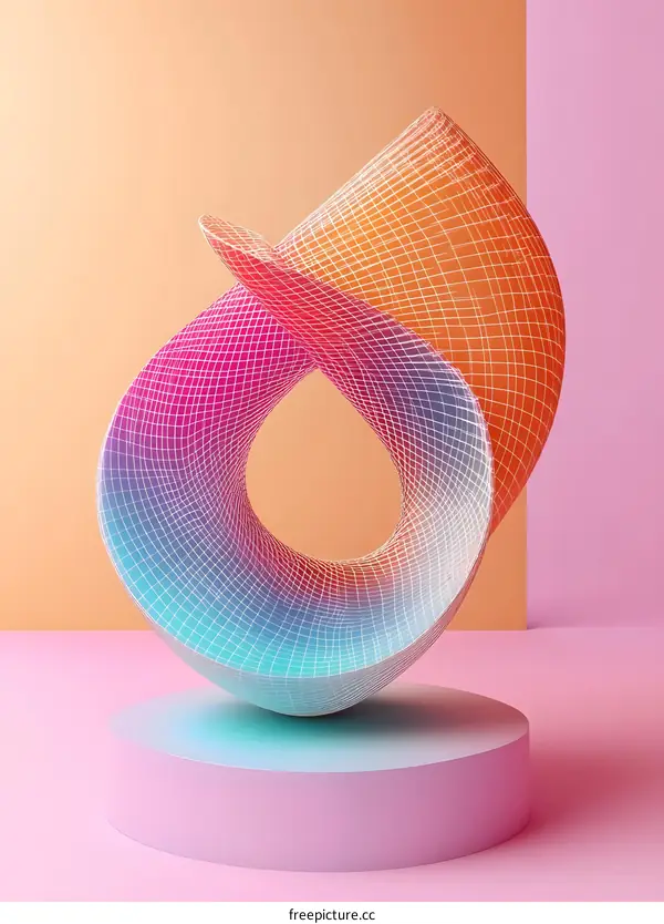 Abstract Wireframe Geometric Shape Rendered In 3D