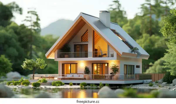 A modern house with a beautiful landscape