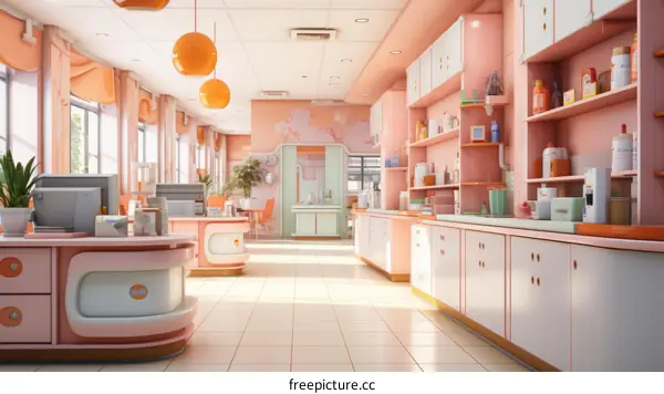 An illustration of a retro pharmacy