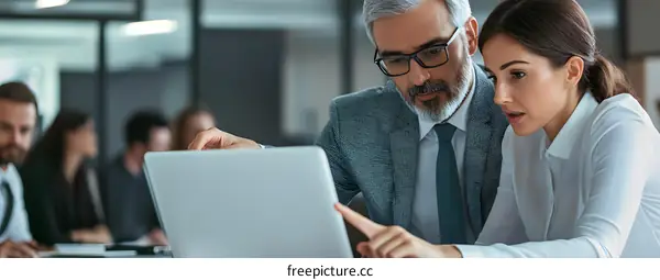 Business Colleagues Working Together on a Laptop