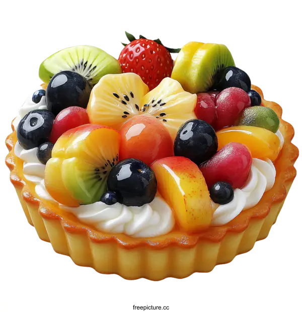 [Transparent Background PNG]Delicious Fruit Tart with Whipped Cream