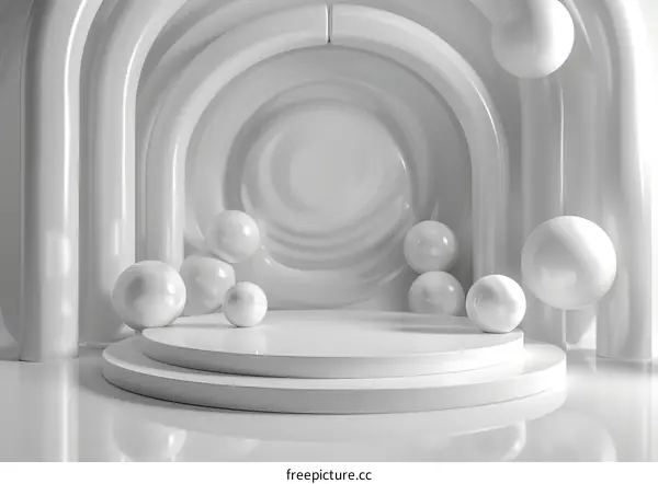 Abstract White Geometric Display Stage