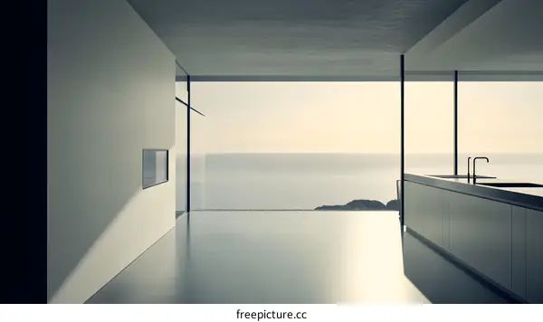 Modern Minimalist Kitchen with Sea View