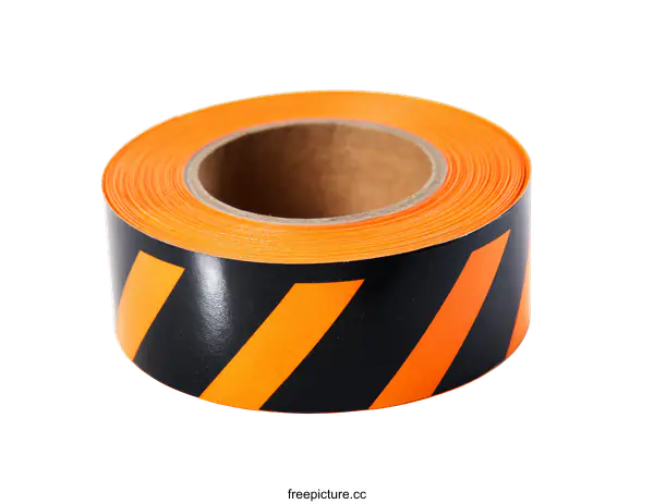 [Transparent Background PNG]Orange and Black Warning Tape Roll