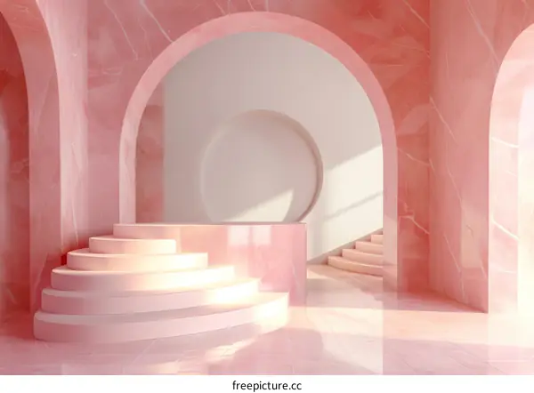 Simple geometric round arch steps background