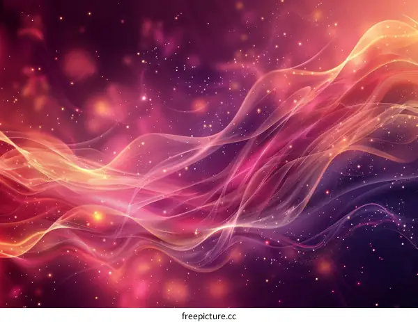 Waves of Cerise, Crimson, and Blush with Luminescent Orbs