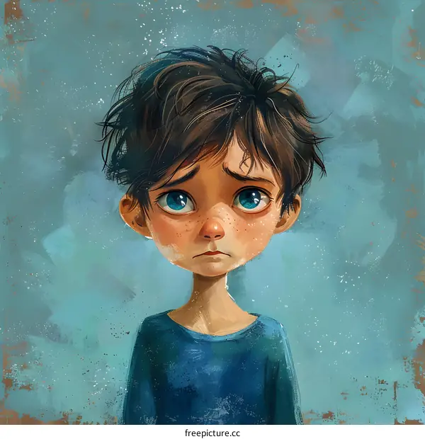 sad boy with blue eyes