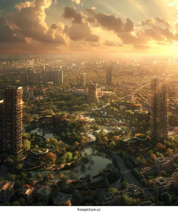Futuristic Cityscape at Sunrise