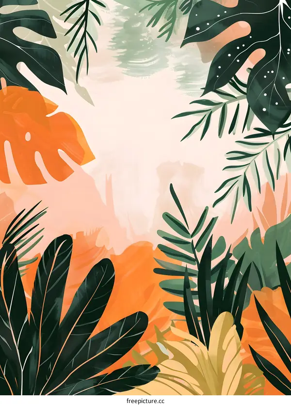 Tropical Leaves Illustration Background