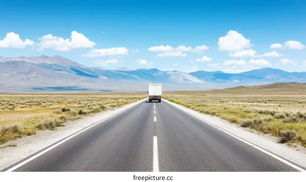 Empty Highway Through Desert Mountains Landscape