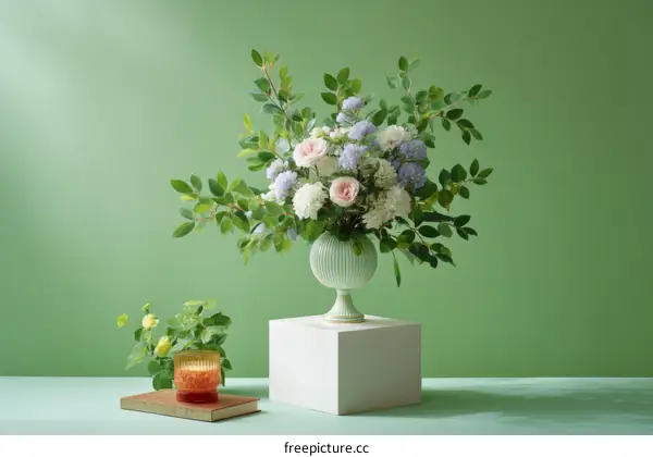 Floral Arrangement in Vase on Podium