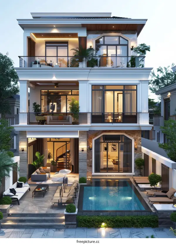 Modern Mansion with a Stunning Pool Backyard Design