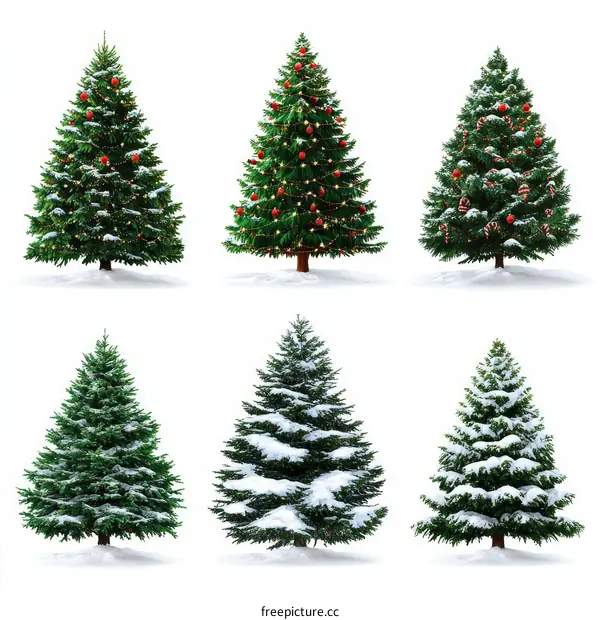 Christmas Trees Collection with Snow