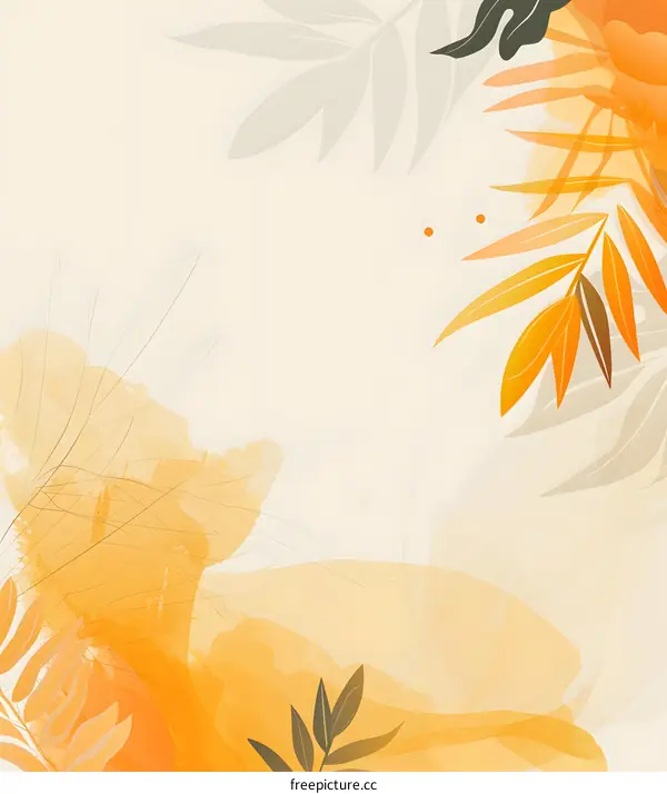 Abstract Watercolor Background With  Leaves