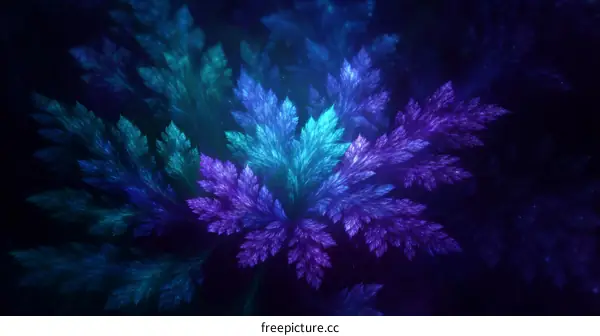 Abstract Fractal Floral Design in Blue and Purple